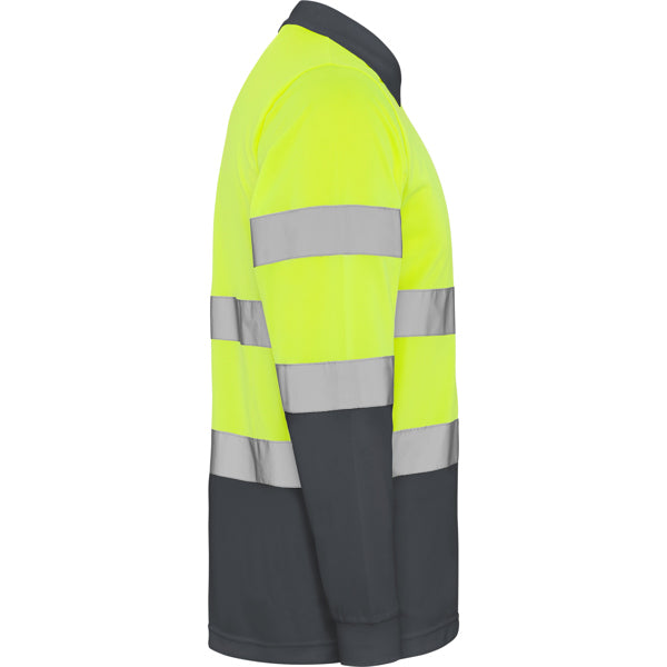 Tricou polo de înaltă vizibilitate ATM POLARIS L/S – Plumb/galben fluor [23221]