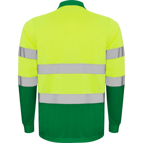 Tricou polo de înaltă vizibilitate ATM POLARIS L/S – Verde grădină/galben fluor [52221]