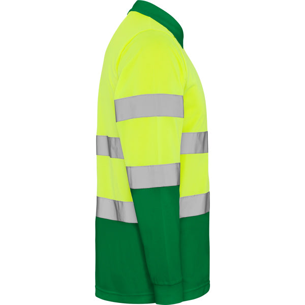 Tricou polo de înaltă vizibilitate ATM POLARIS L/S – Verde grădină/galben fluor [52221]