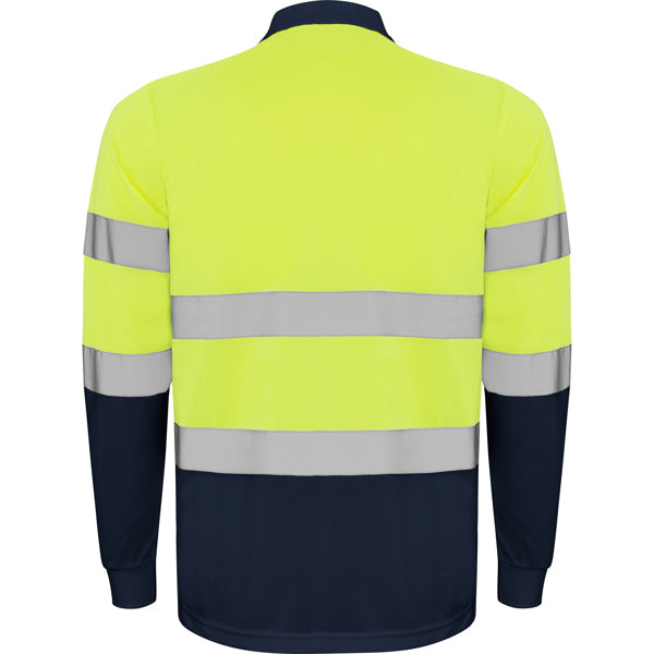 Tricou polo de înaltă vizibilitate ATM POLARIS L/S – Albastru marin/galben fluor [55221]