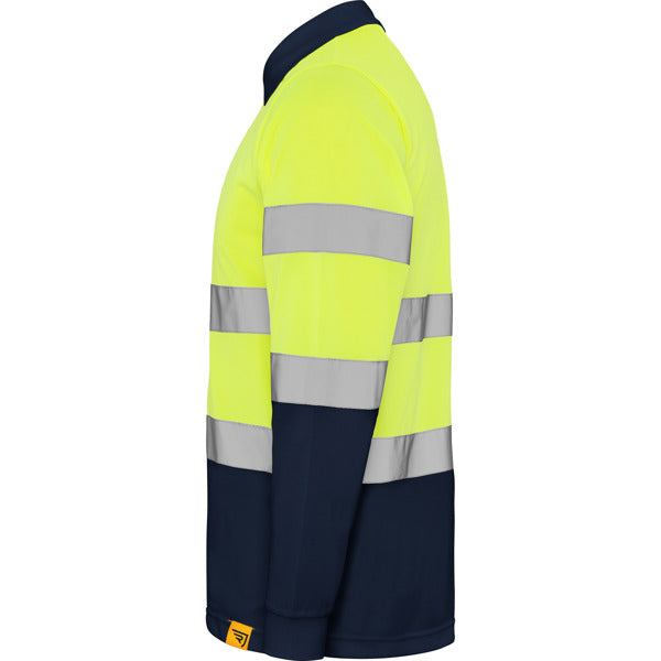 Tricou polo de înaltă vizibilitate ATM POLARIS L/S – Albastru marin/galben fluor [55221]