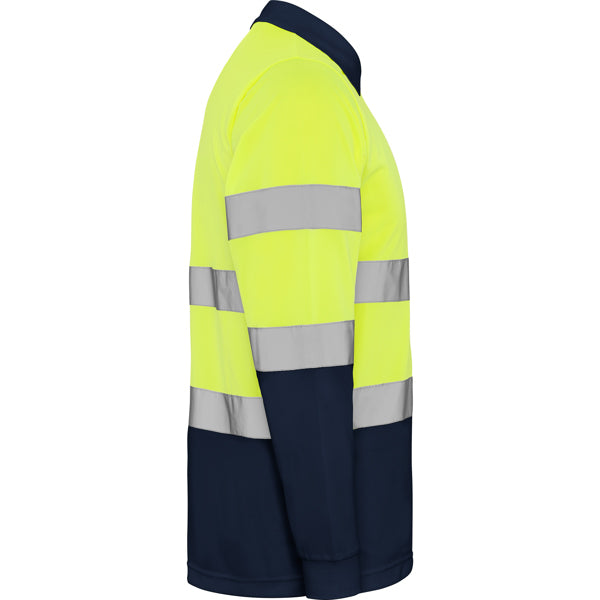 Tricou polo de înaltă vizibilitate ATM POLARIS L/S – Albastru marin/galben fluor [55221]