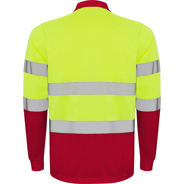 Tricou polo de înaltă vizibilitate ATM POLARIS L/S – Rojo laboral/amarillo flúor [601221]