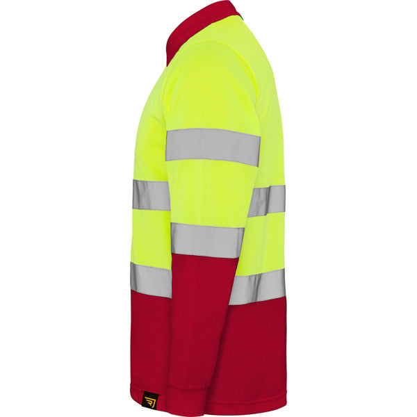 Tricou polo de înaltă vizibilitate ATM POLARIS L/S – Rojo laboral/amarillo flúor [601221]