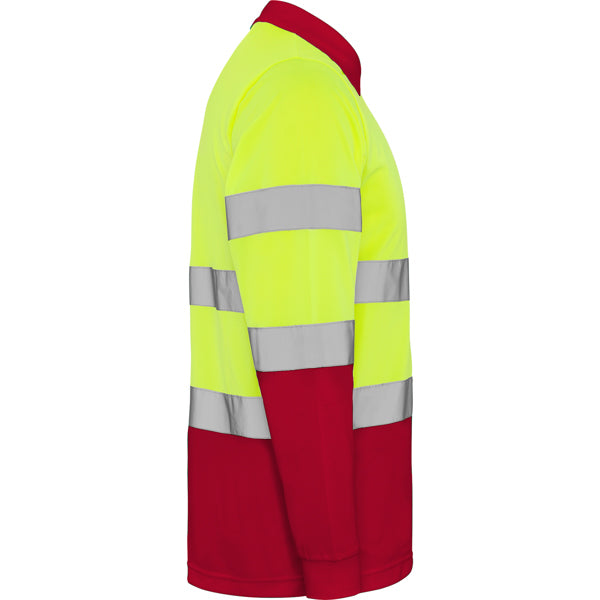 Tricou polo de înaltă vizibilitate ATM POLARIS L/S – Rojo laboral/amarillo flúor [601221]