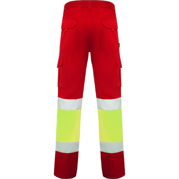 Pantaloni de înaltă vizibilitate ATM DAILY STRETCH HV – Rojo laboral/amarillo flúor [601221]