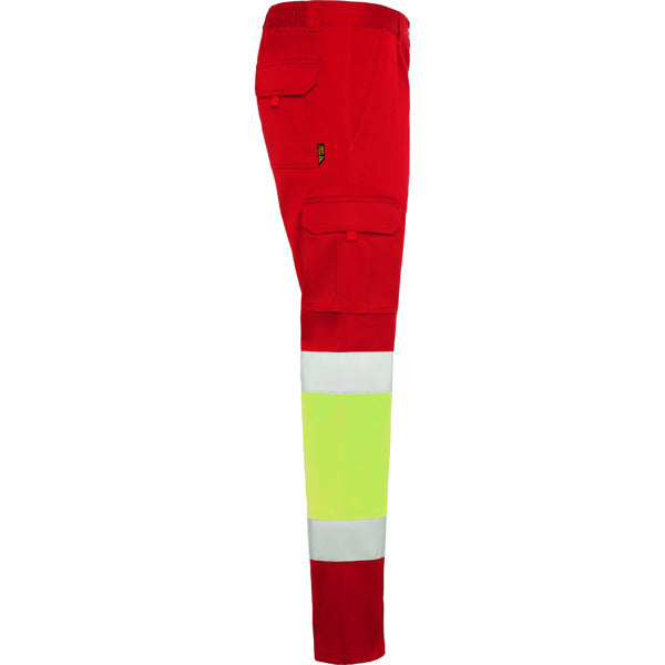 Pantaloni de înaltă vizibilitate ATM DAILY STRETCH HV – Rojo laboral/amarillo flúor [601221]