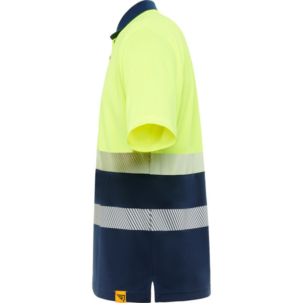 Tricou polo de înaltă vizibilitate ATM VEGA – Albastru marin/galben fluor [55221]