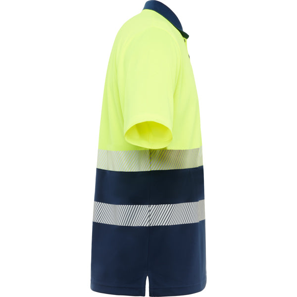 Tricou polo de înaltă vizibilitate ATM VEGA – Albastru marin/galben fluor [55221]