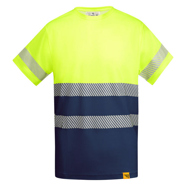 Tricou de înaltă vizibilitate ATM TAURI – Albastru marin/galben fluor [55221]