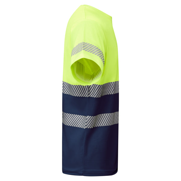 Tricou de înaltă vizibilitate ATM TAURI – Albastru marin/galben fluor [55221]