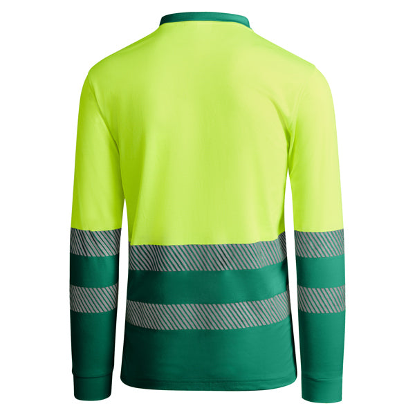 Tricou polo de înaltă vizibilitate ATM ATRIO LS – Verde grădină/galben fluor [52221]