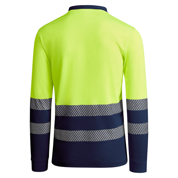 Tricou polo de înaltă vizibilitate ATM ATRIO LS – Albastru marin/galben fluor [55221]
