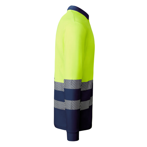 Tricou polo de înaltă vizibilitate ATM ATRIO LS – Albastru marin/galben fluor [55221]