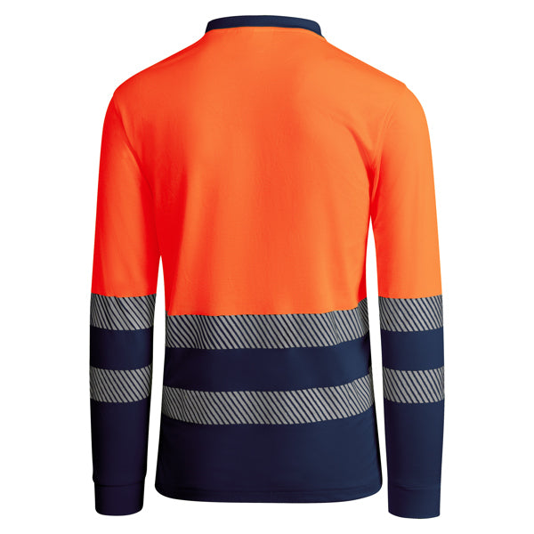 Tricou polo de înaltă vizibilitate ATM ATRIO LS – Bleumarin/portocaliu fluor [55223]