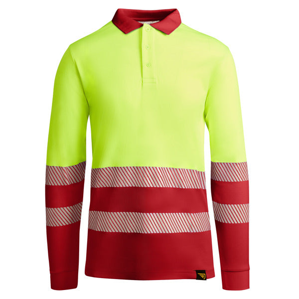 Tricou polo de înaltă vizibilitate ATM ATRIO LS – Rojo laboral/amarillo flúor [601221]