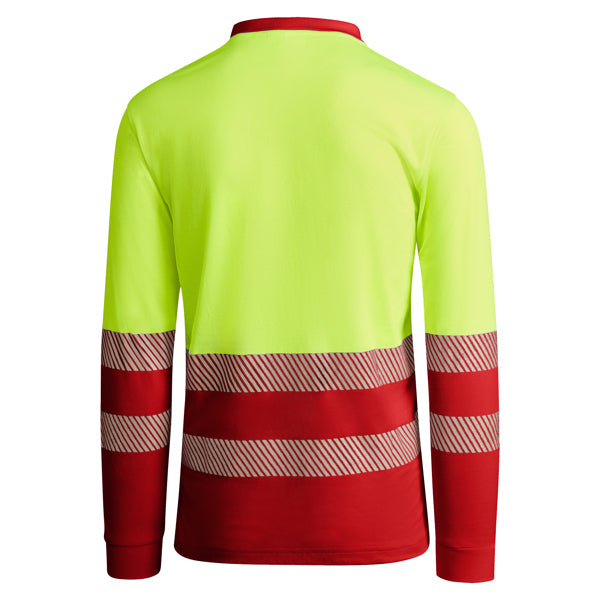 Tricou polo de înaltă vizibilitate ATM ATRIO LS – Rojo laboral/amarillo flúor [601221]